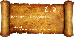 Borkó Mirandola névjegykártya